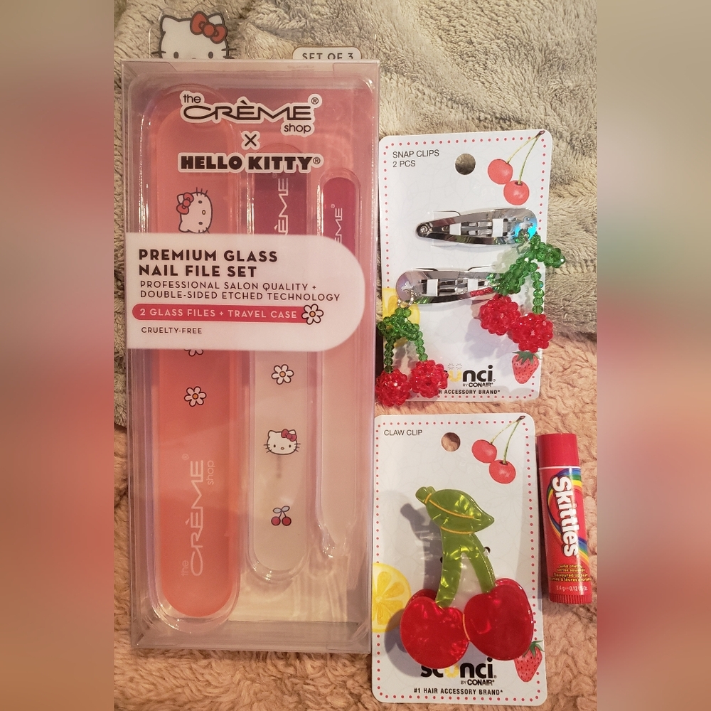 ALL NEW ITEMS Cherry Themed Cute Kawaii Bundle / Kit W/ The Crème Shop Nail Set